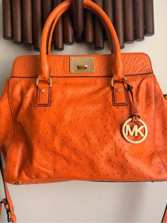Michael Kors Handbags - Michael Kors Astrid Bright Orange Leather Tote Satchel with MK Charm